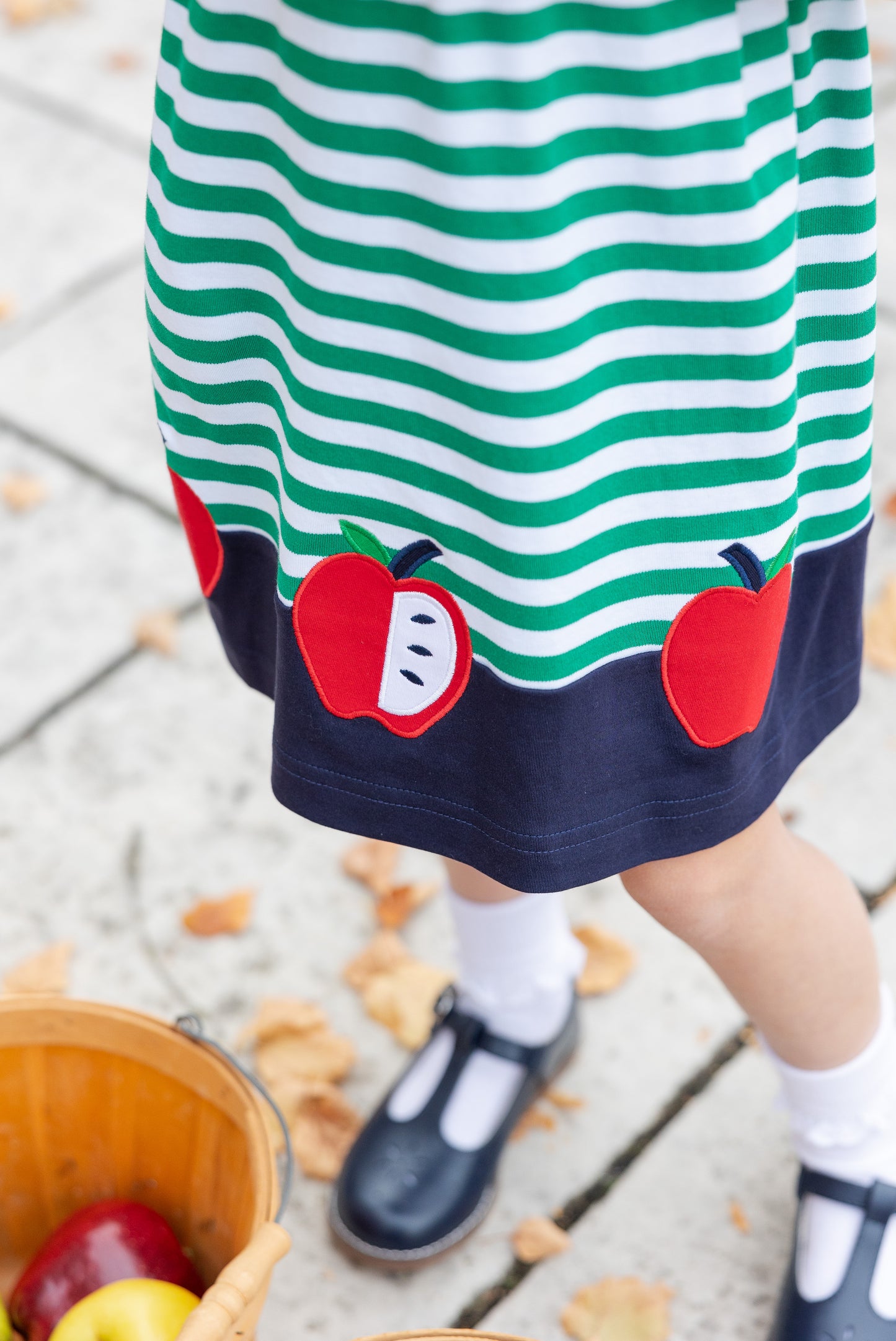 Florence Eiseman Stripe Knit Dress With Apples