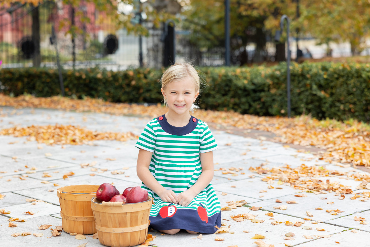 Florence Eiseman Stripe Knit Dress With Apples