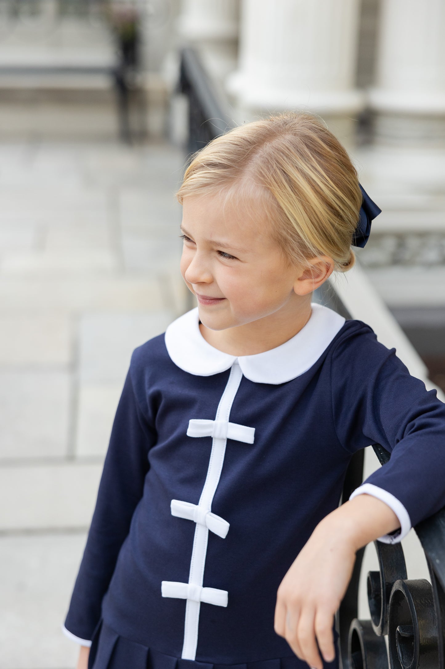 Florence Eiseman Knit Dress With Pleated Skirt And Bows