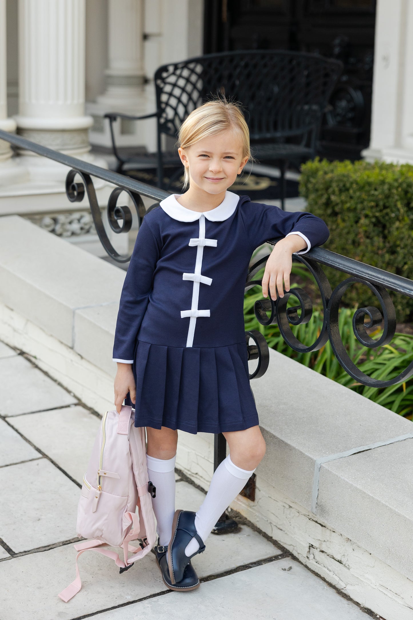 Florence Eiseman Knit Dress With Pleated Skirt And Bows