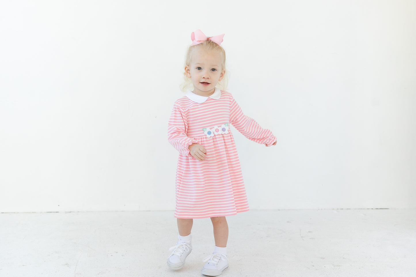 Florence Eiseman Stripe Knit Dress With Flowers