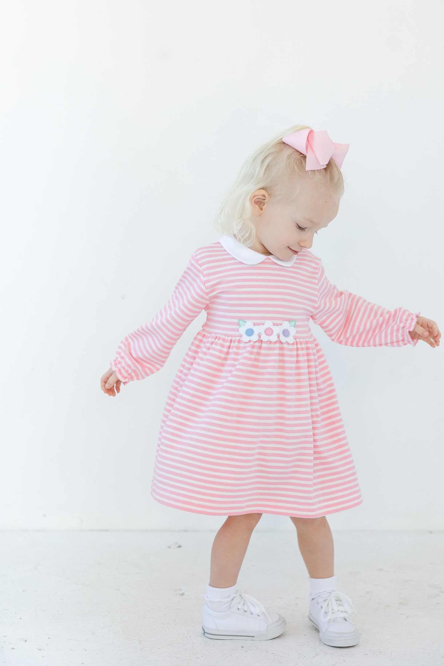 Florence Eiseman Stripe Knit Dress With Flowers