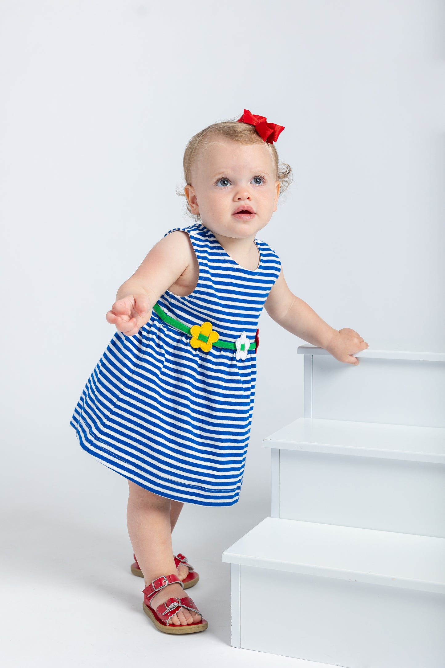 Florence Eiseman Stripe Knit Romper With Flowers