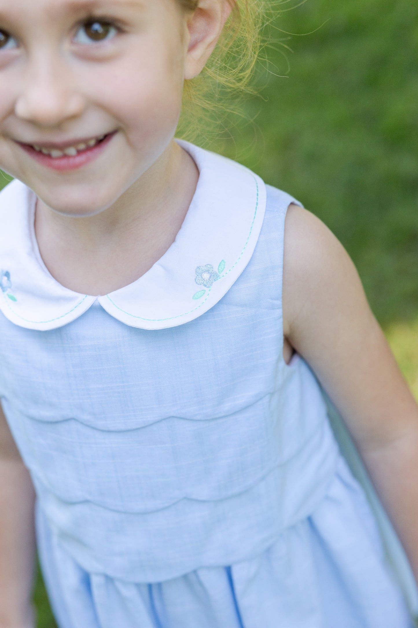 Florence Eiseman Linen-look Dress With Embroidered Collar