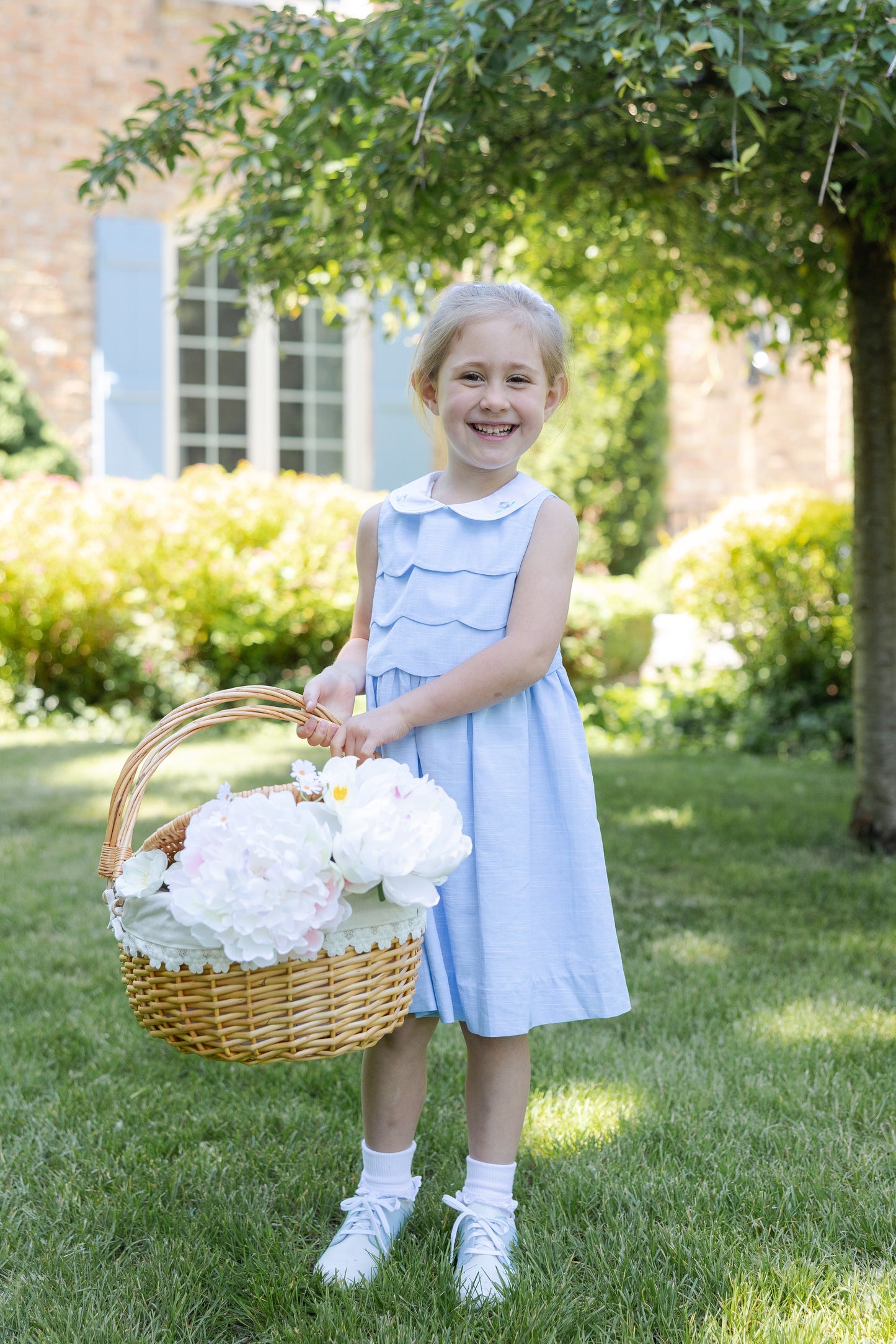 Florence Eiseman Linen-look Dress With Embroidered Collar