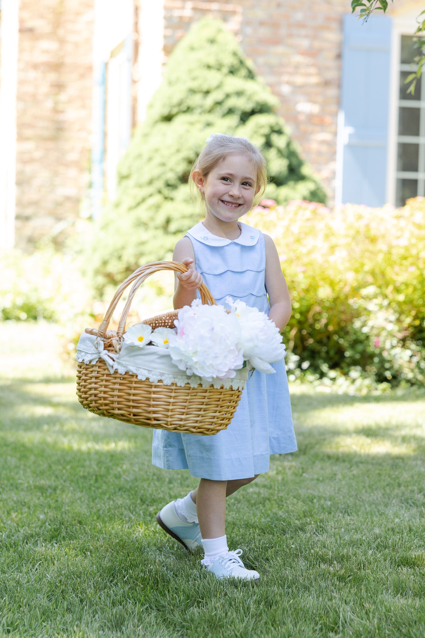 Florence Eiseman Linen-look Dress With Embroidered Collar