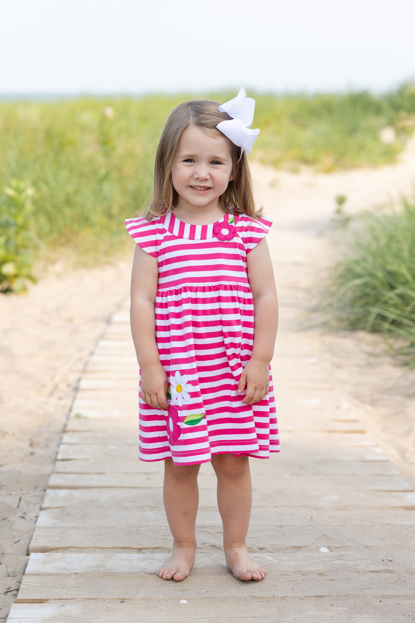 Florence Eiseman Stripe Knit Dress With Flowers