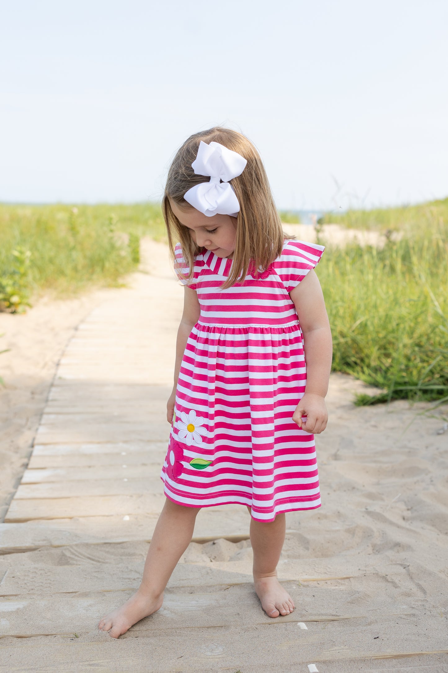 Florence Eiseman Stripe Knit Dress With Flowers