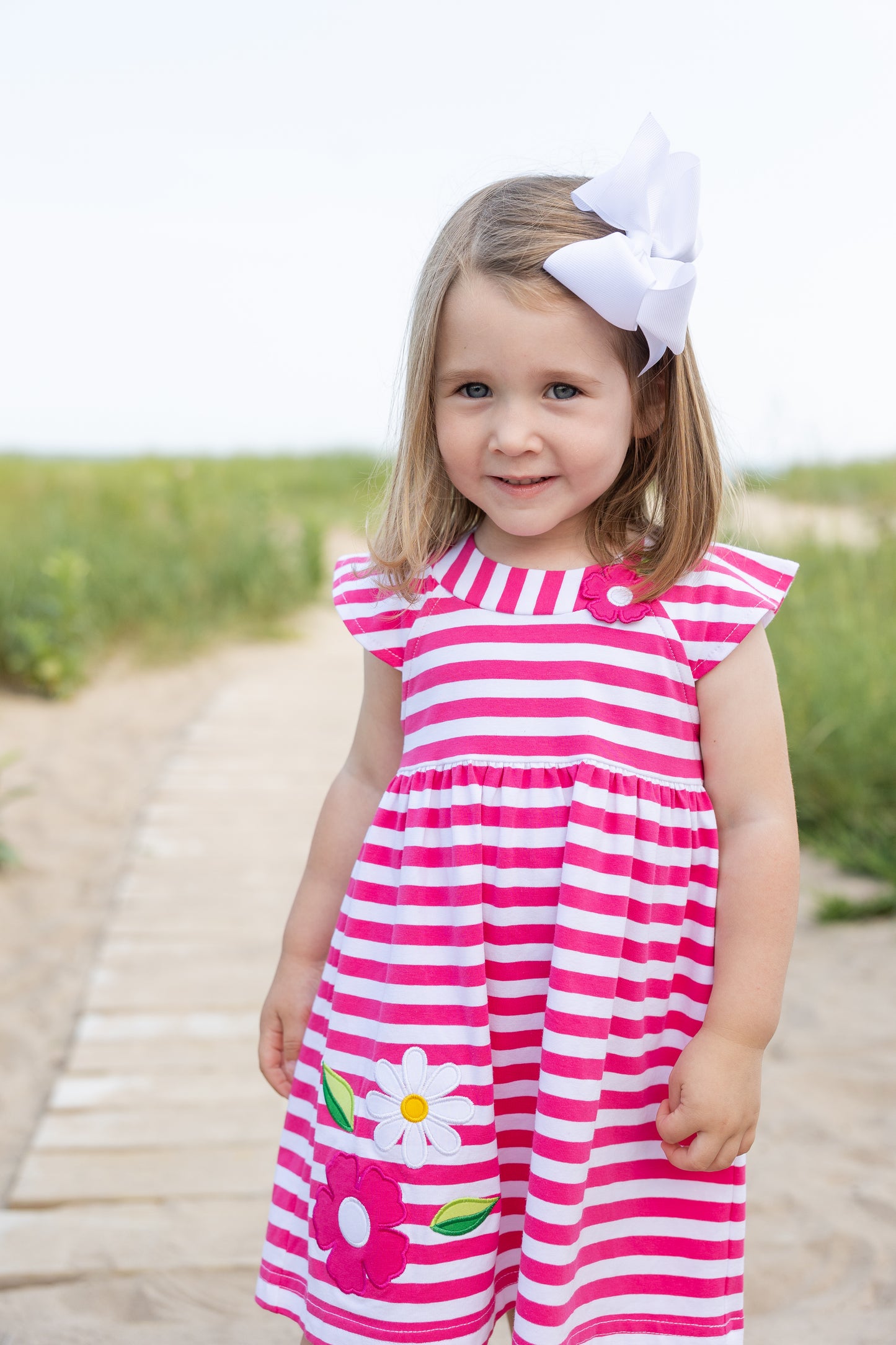 Florence Eiseman Stripe Knit Dress With Flowers