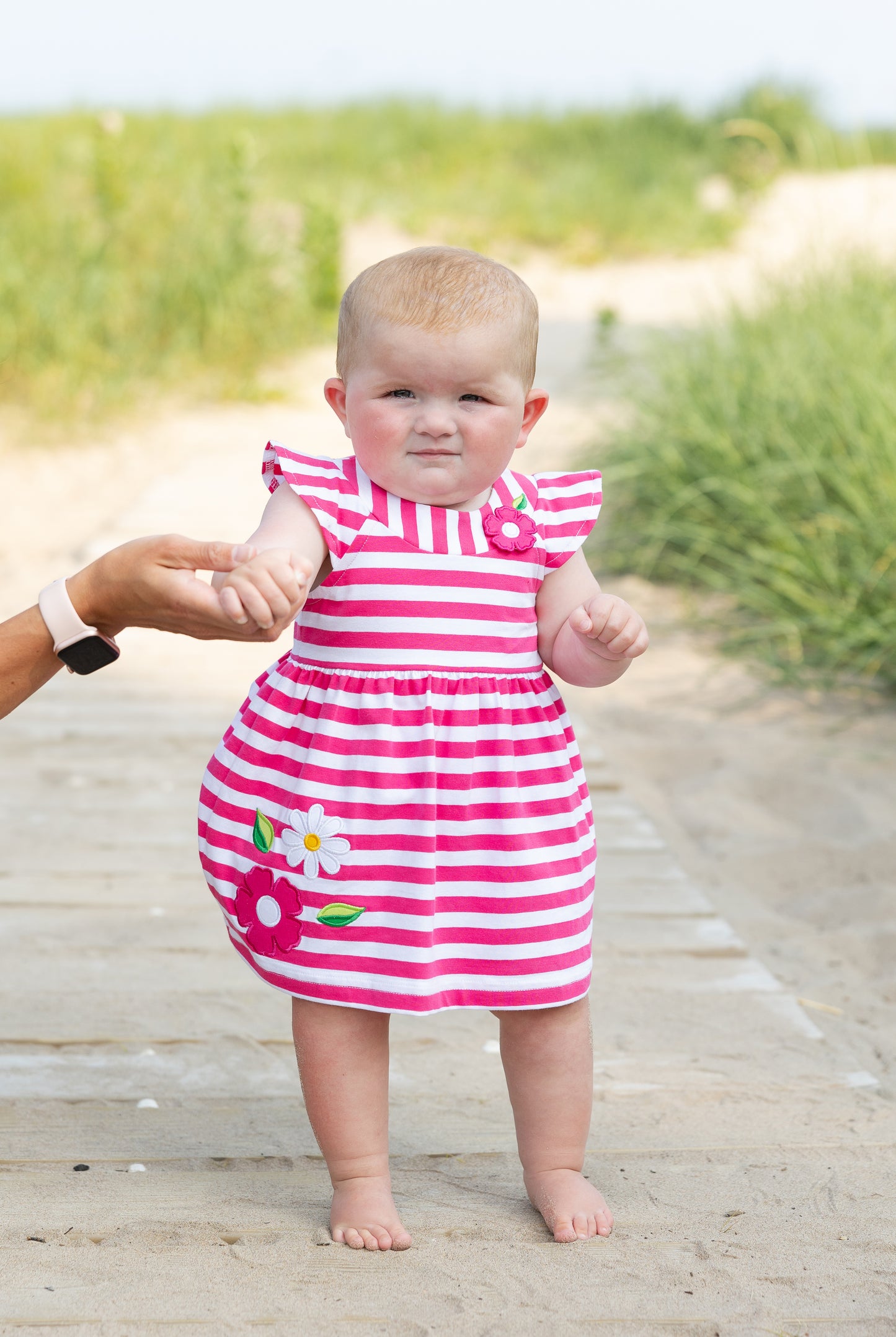 Florence Eiseman Stripe Knit Romper With Flowers