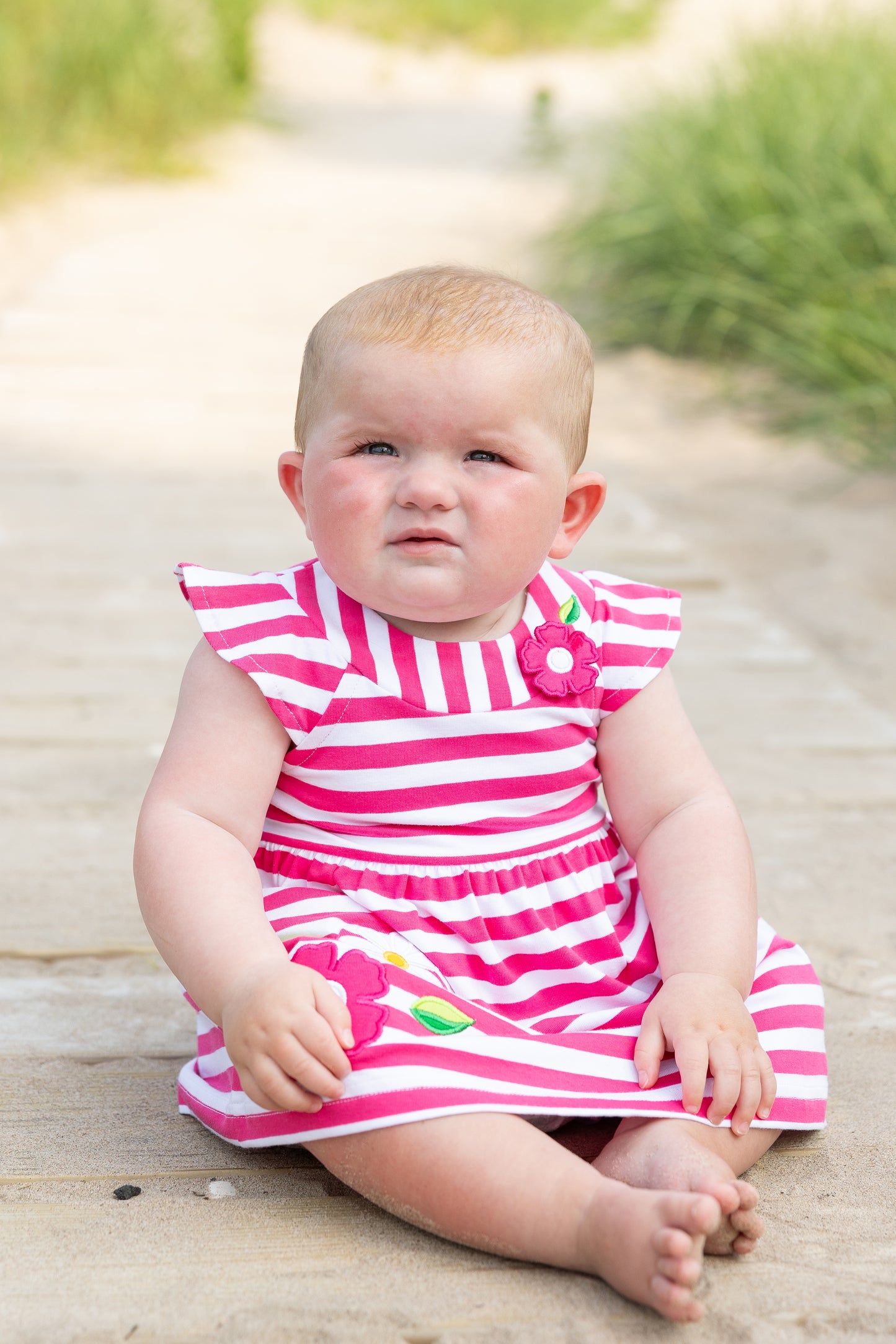 Florence Eiseman Stripe Knit Romper With Flowers