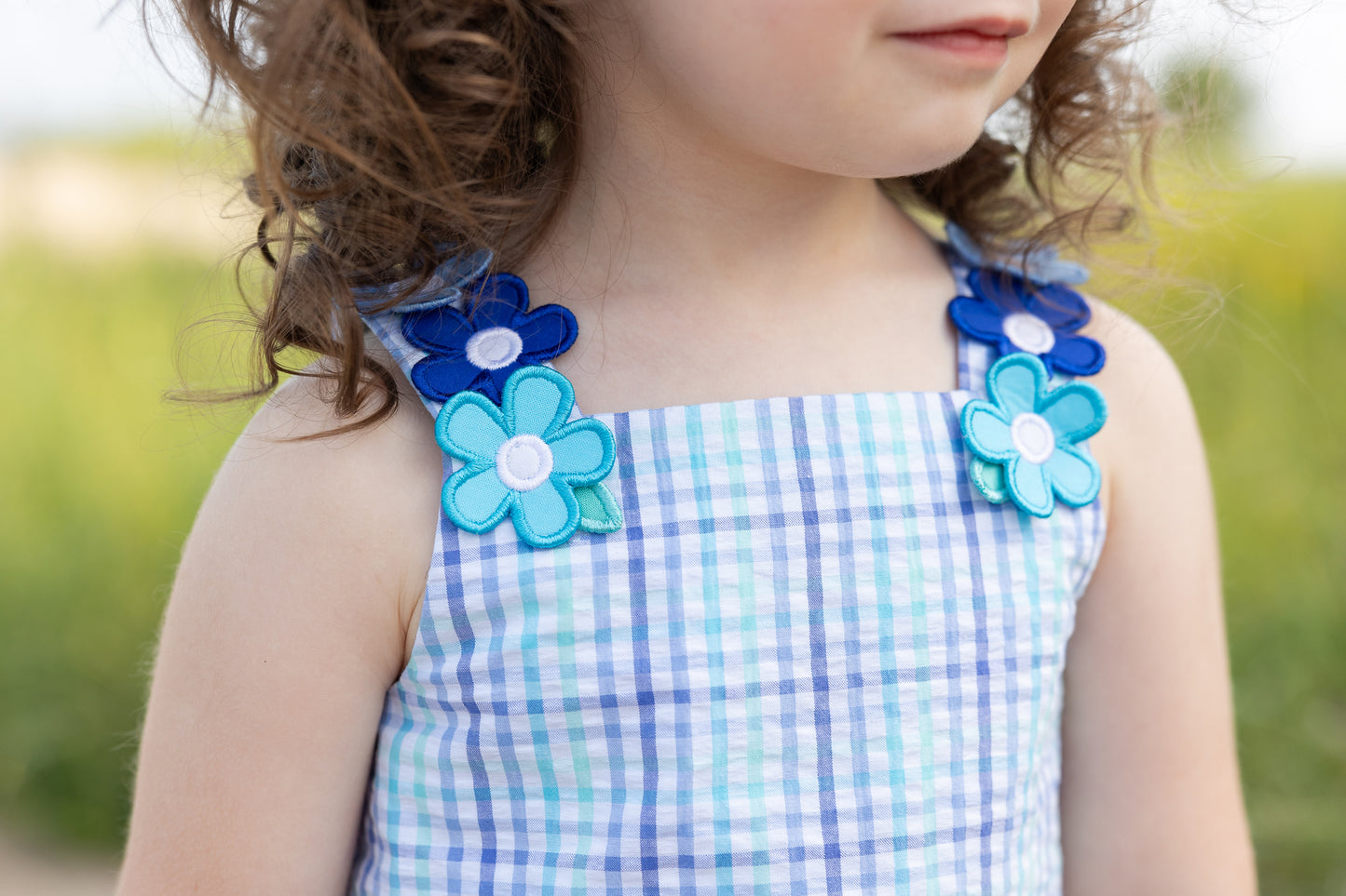 Florence Eiseman Plaid Seersucker Dress With Flowers