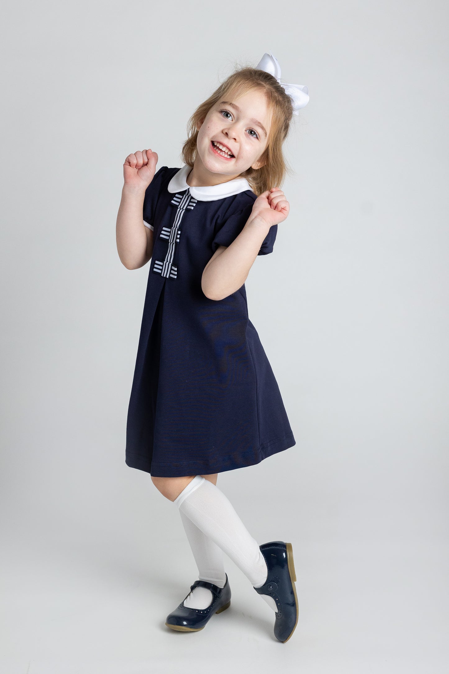 Florence Eiseman Knit Dress With Stripe Ribbon Bows