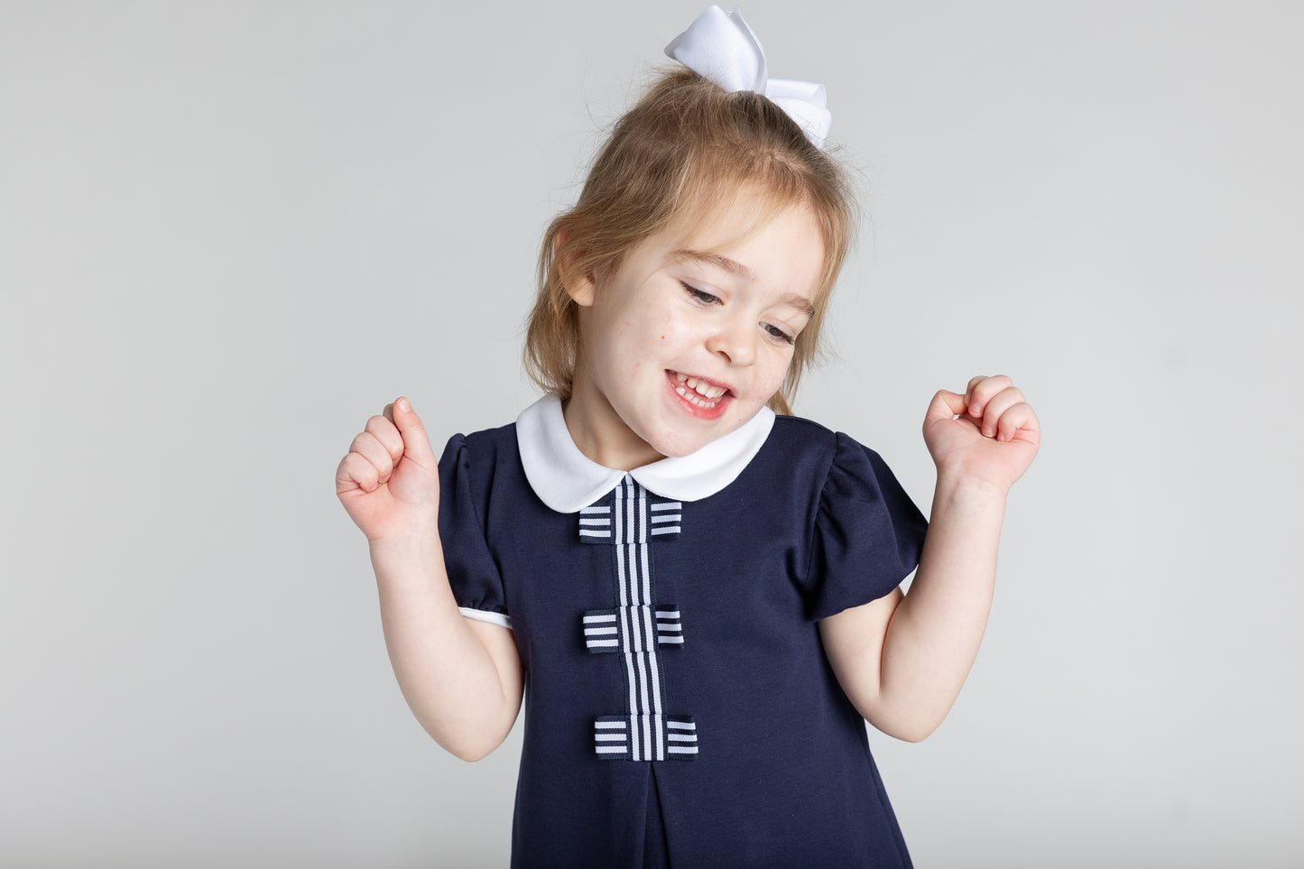 Florence Eiseman Knit Dress With Stripe Ribbon Bows