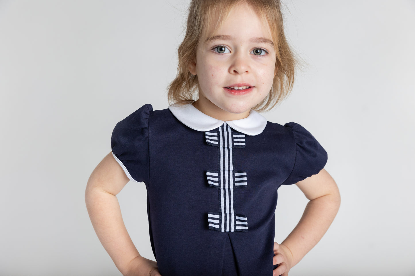 Florence Eiseman Knit Dress With Stripe Ribbon Bows