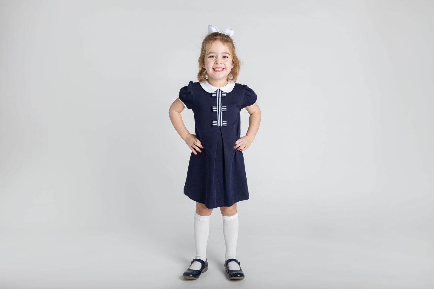 Florence Eiseman Knit Dress With Stripe Ribbon Bows