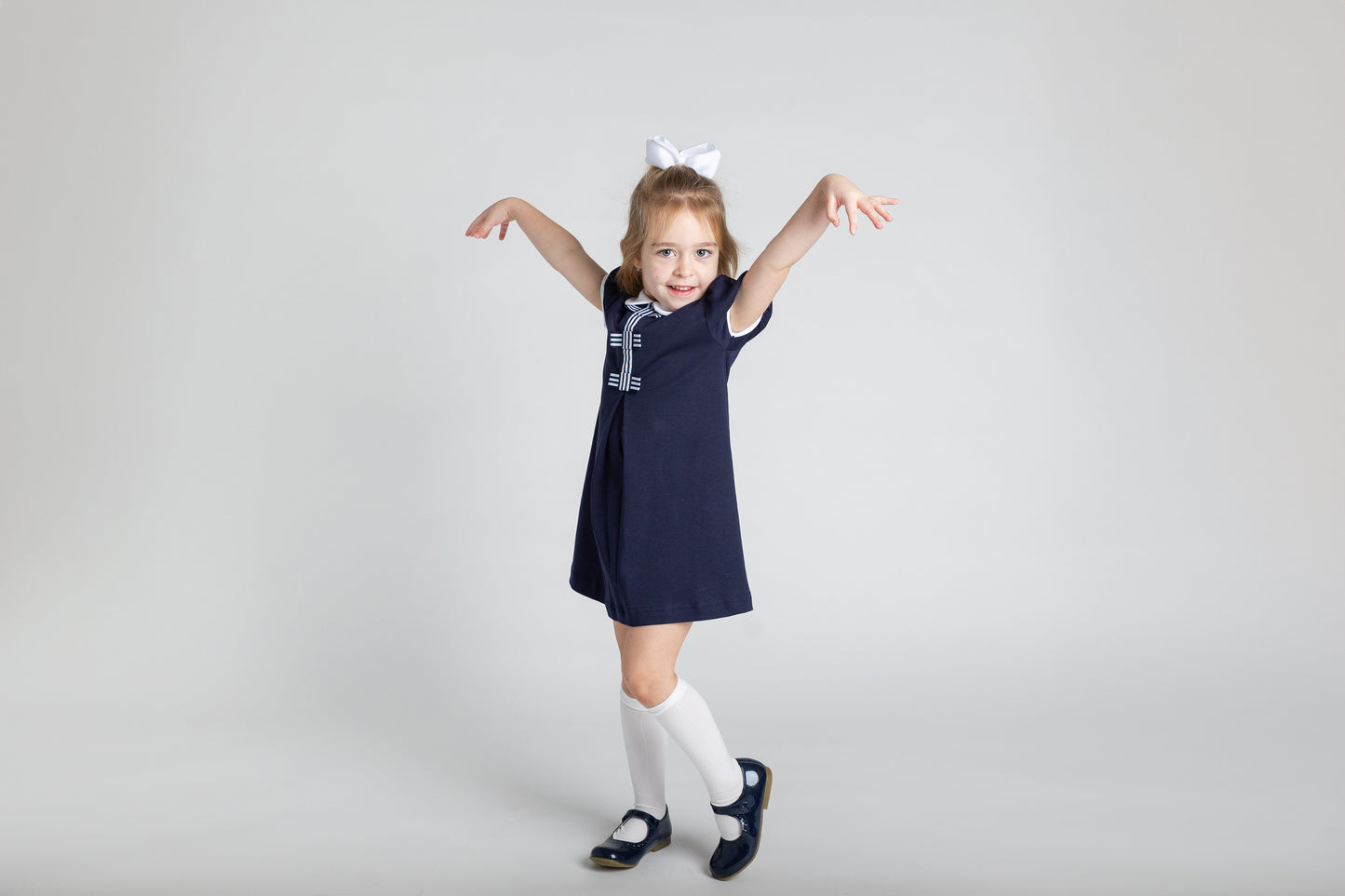 Florence Eiseman Knit Dress With Stripe Ribbon Bows