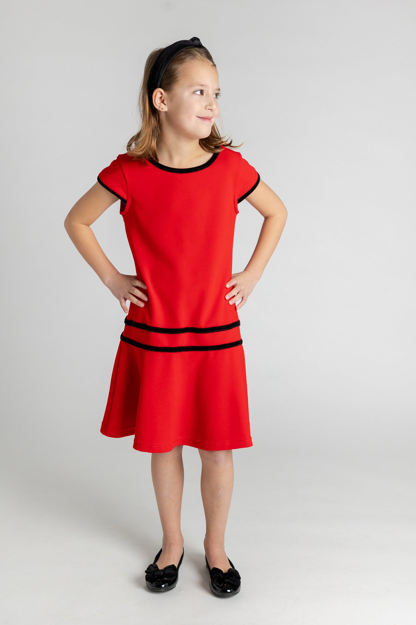 Florence Eiseman Crepe Knit Dress With Velvet Trim