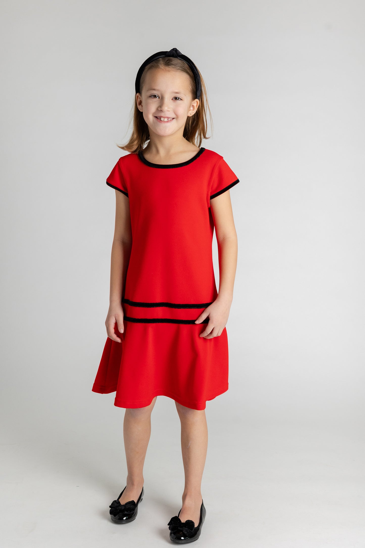 Florence Eiseman Crepe Knit Dress With Velvet Trim