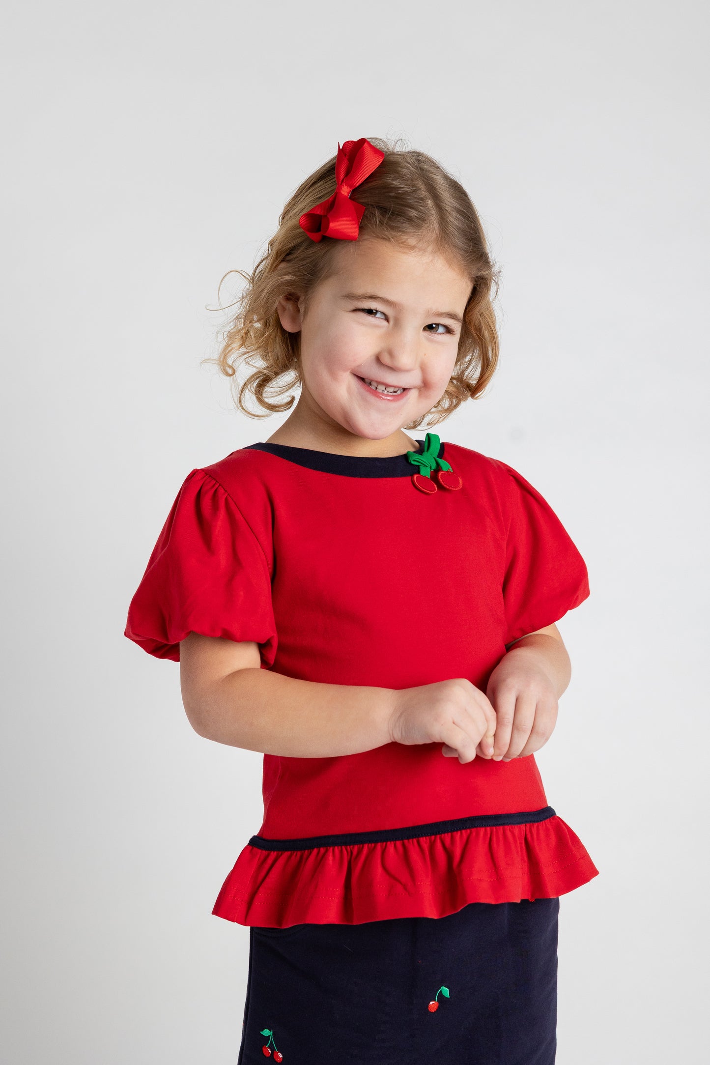 Florence Eiseman Bubble Sleeve Top With Cherries