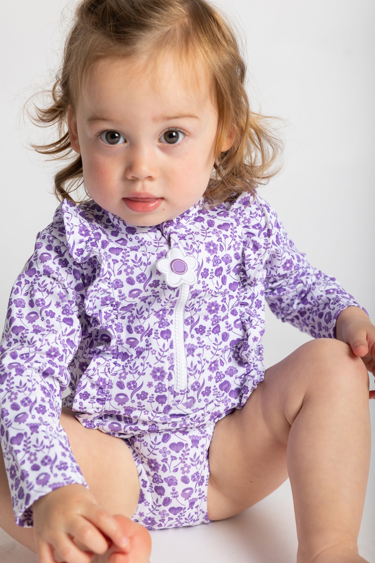 Florence Eiseman Floral Print Rash Guard Swimsuit