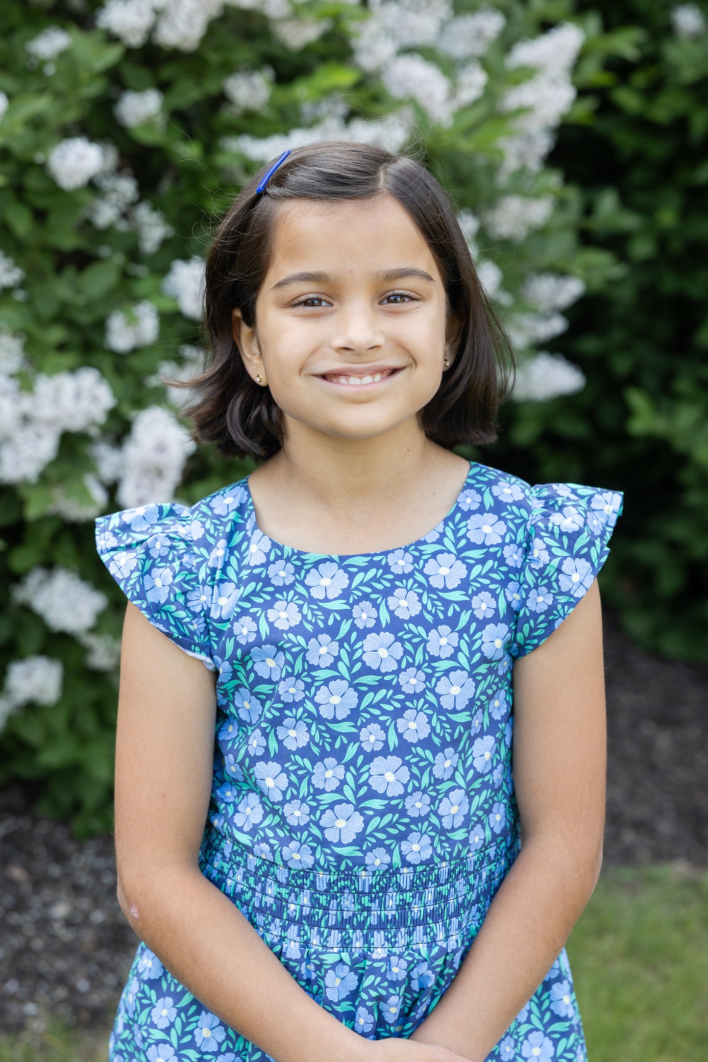 Florence Eiseman Floral Print Dress With Waist Ruching