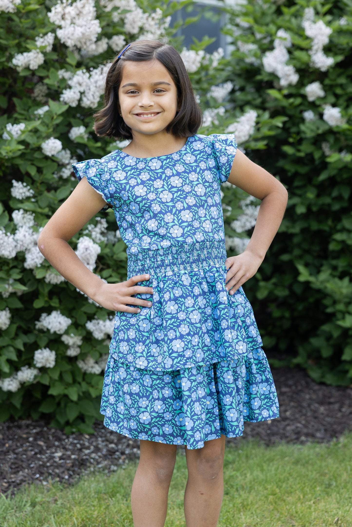 Florence Eiseman Floral Print Dress With Waist Ruching