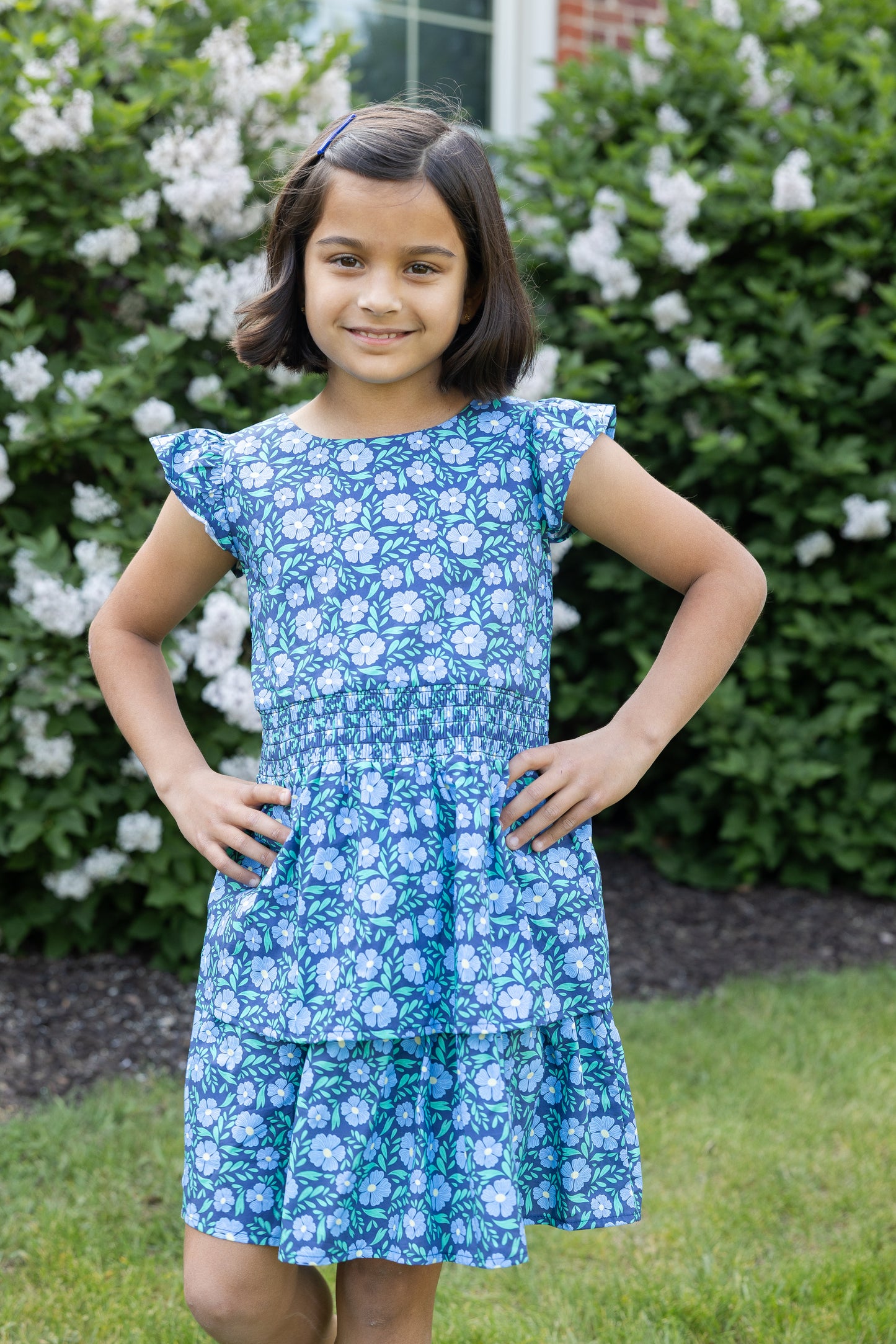 Florence Eiseman Floral Print Dress With Waist Ruching