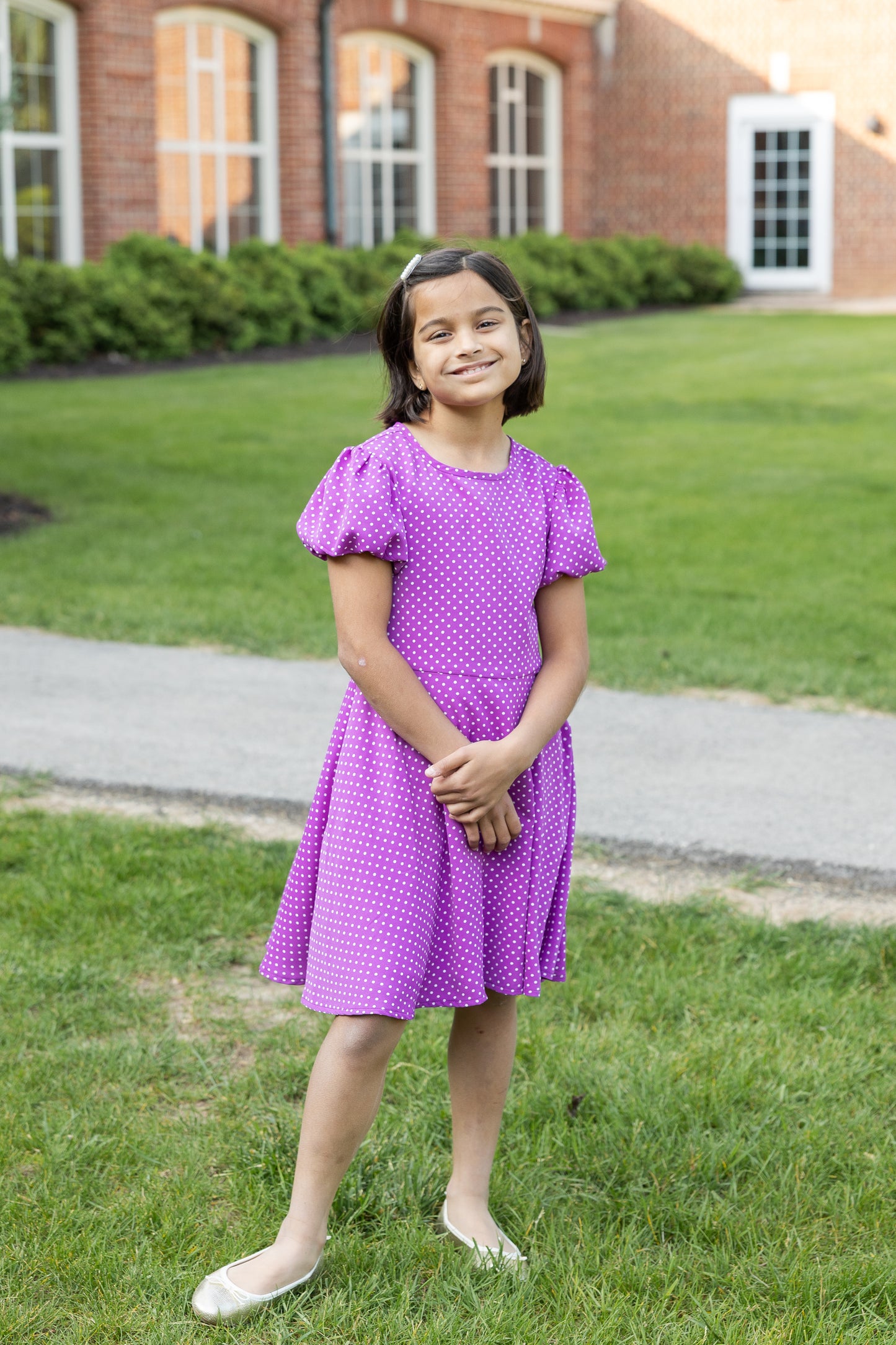 Florence Eiseman Polka Dot Dress With Bubble Sleeves