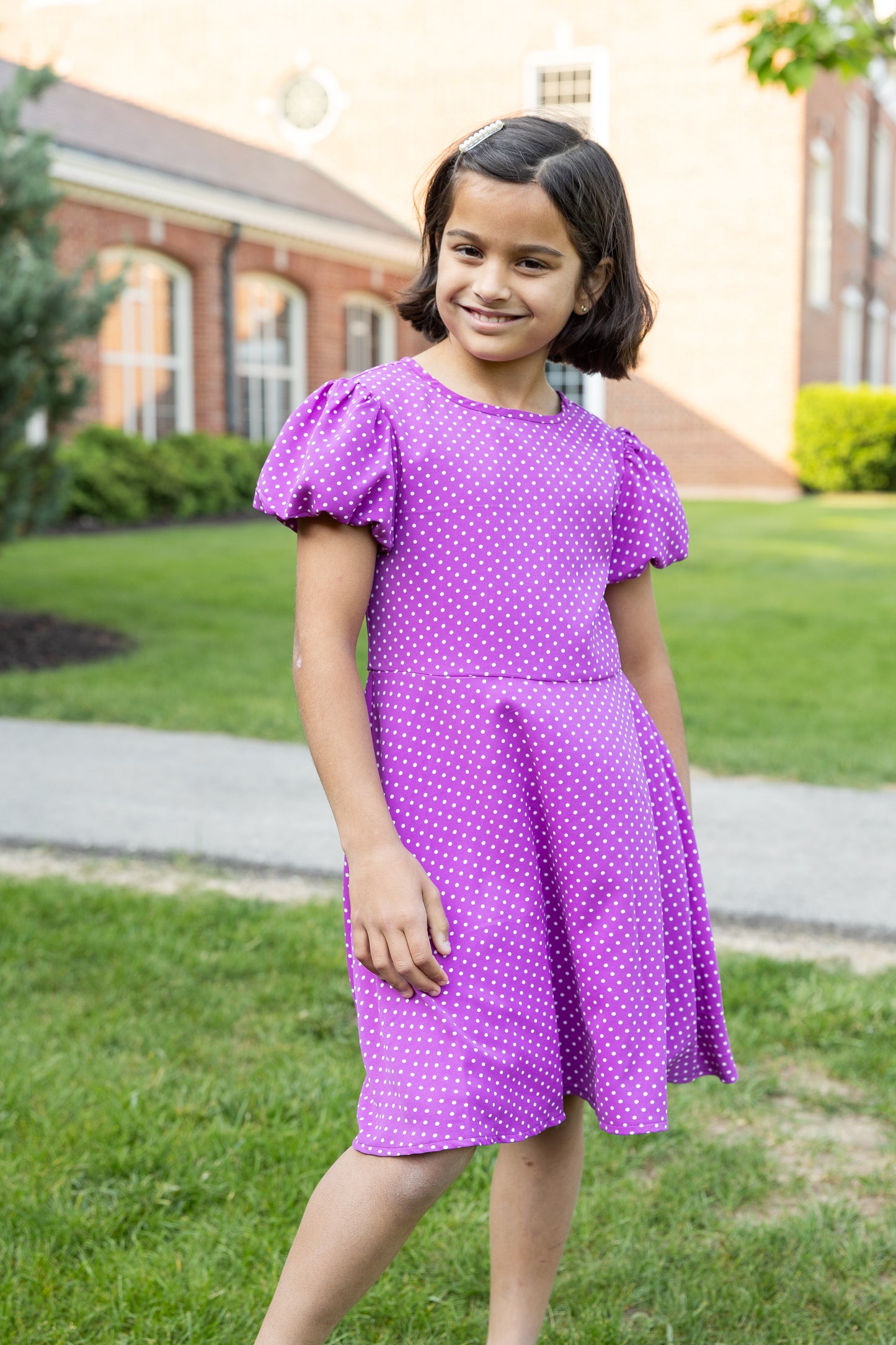 Florence Eiseman Polka Dot Dress With Bubble Sleeves