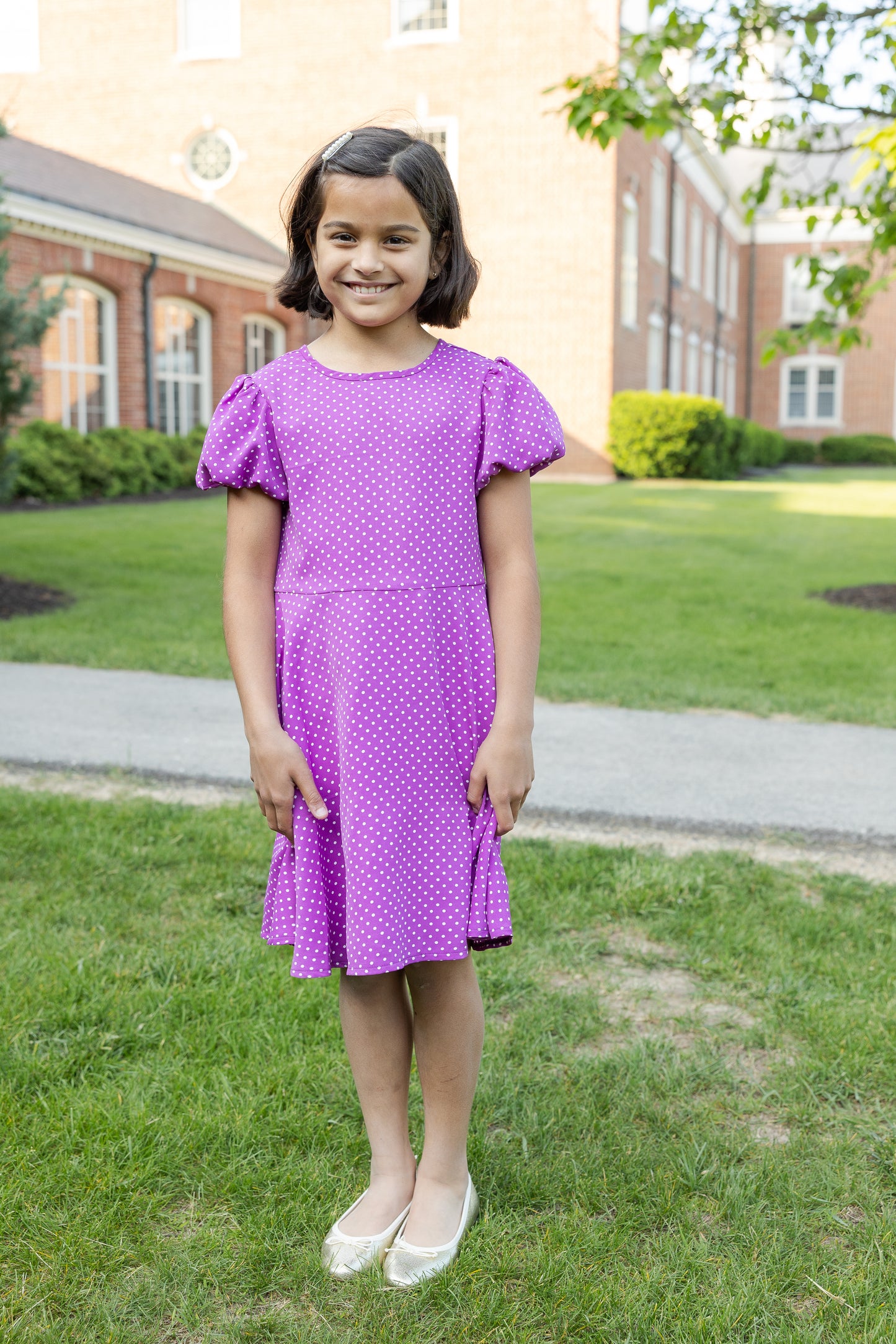 Florence Eiseman Polka Dot Dress With Bubble Sleeves