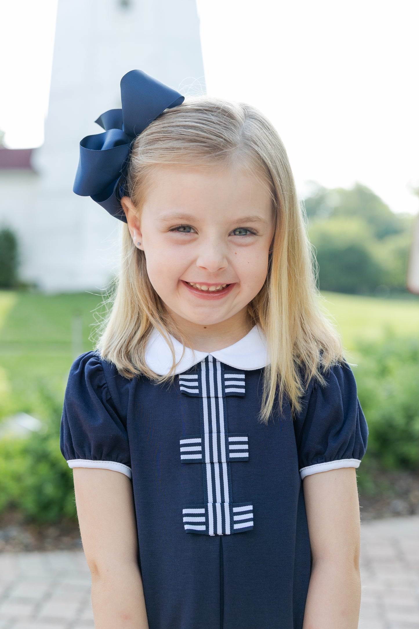 Florence Eiseman Knit Dress With Stripe Ribbon Bows