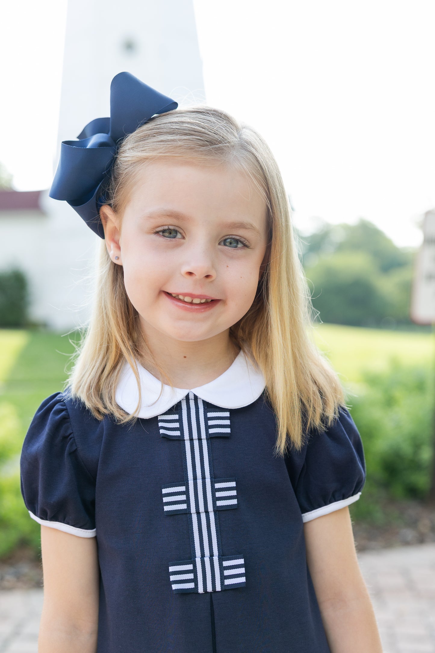 Florence Eiseman Knit Dress With Stripe Ribbon Bows