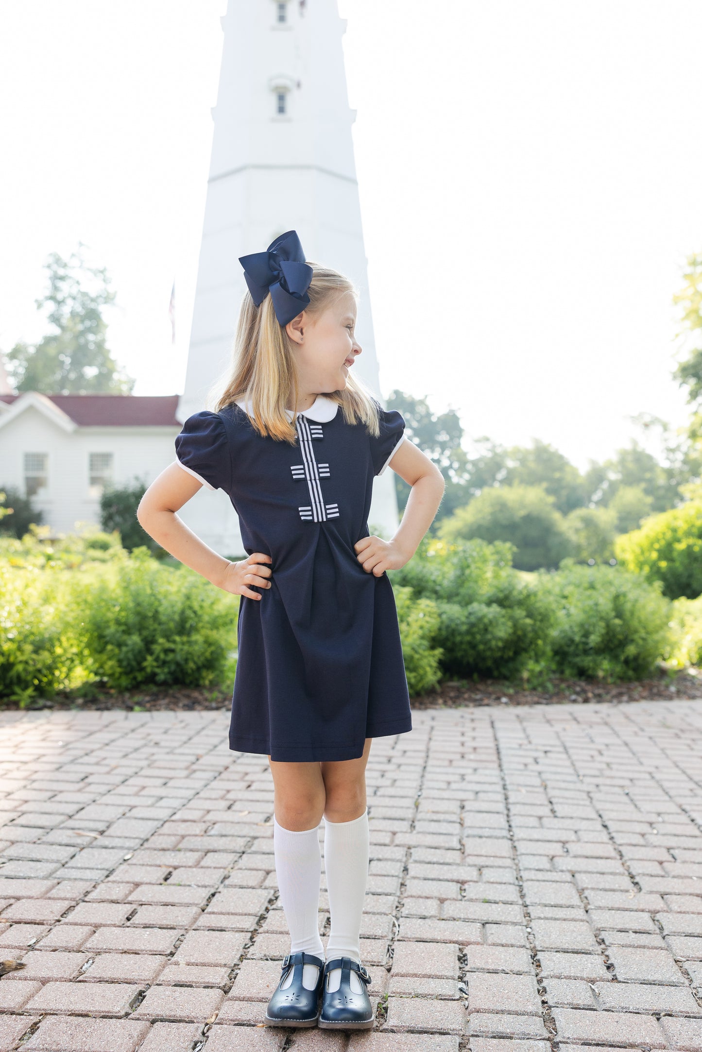 Florence Eiseman Knit Dress With Stripe Ribbon Bows