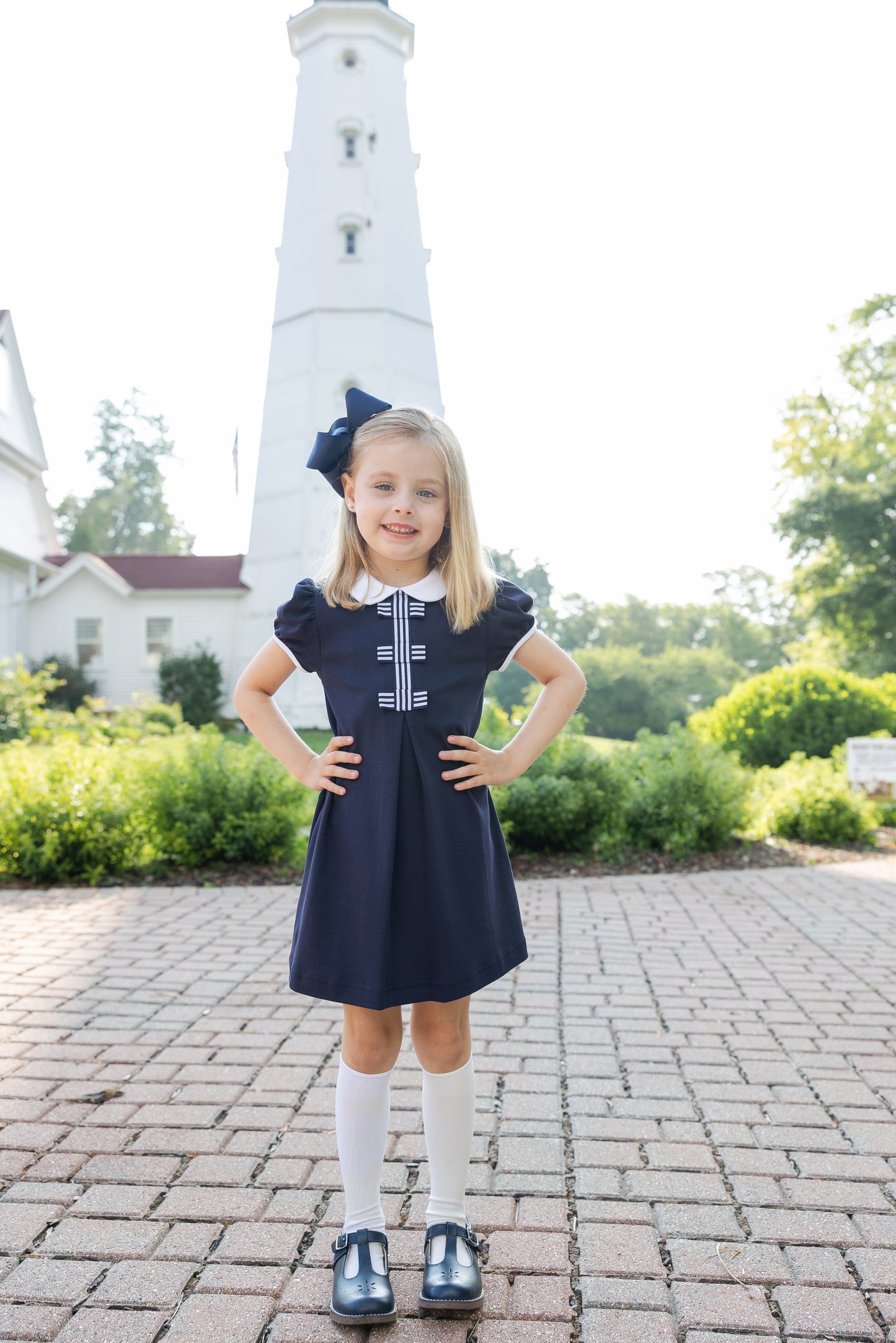Florence Eiseman Knit Dress With Stripe Ribbon Bows