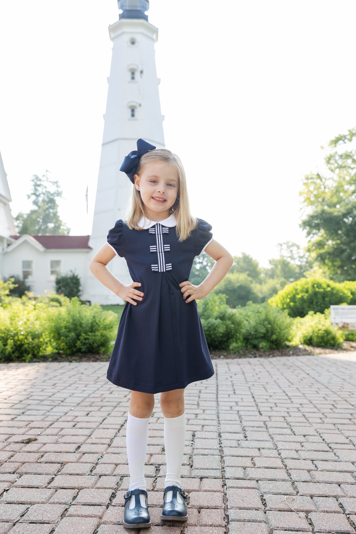 Florence Eiseman Knit Dress With Stripe Ribbon Bows