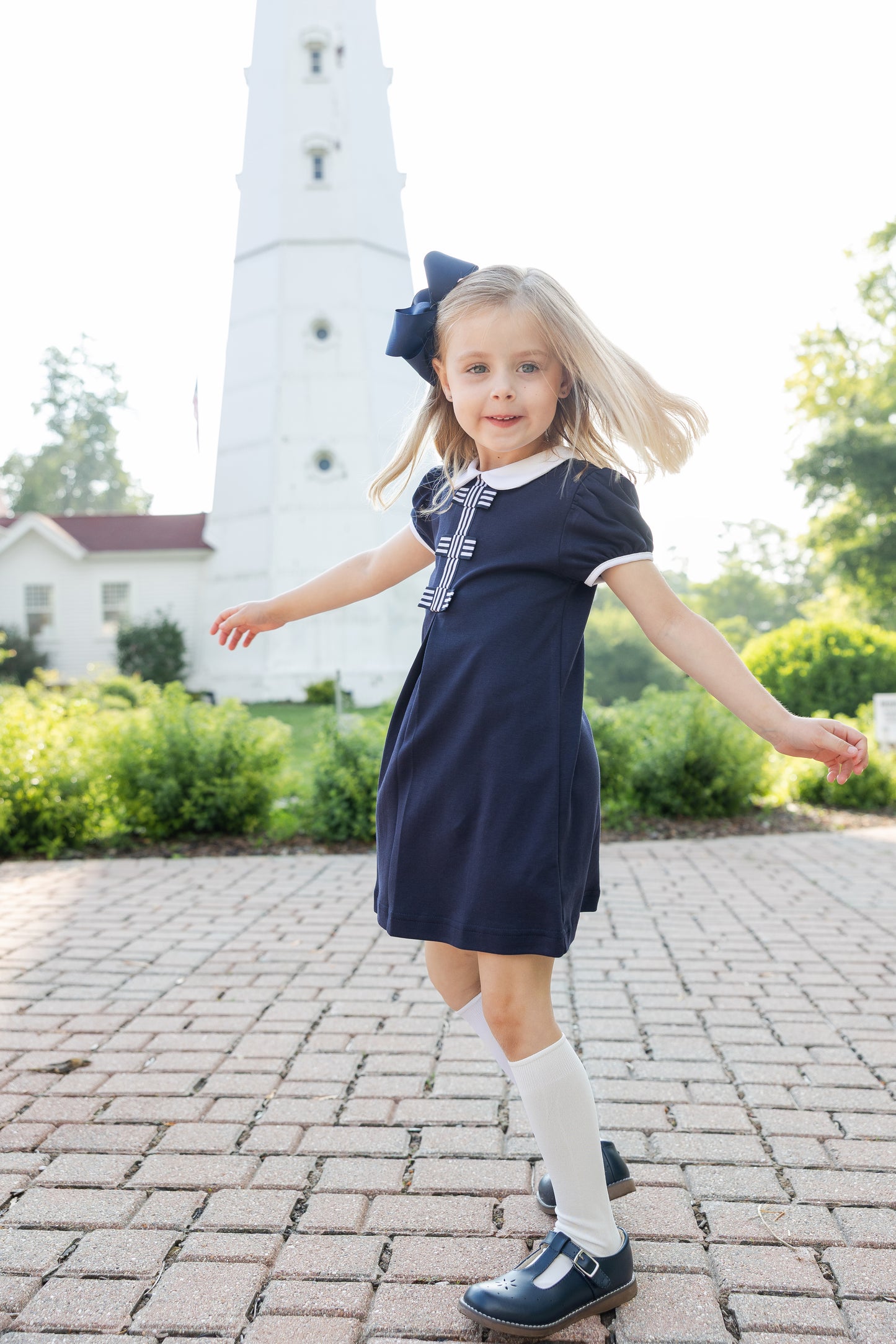 Florence Eiseman Knit Dress With Stripe Ribbon Bows