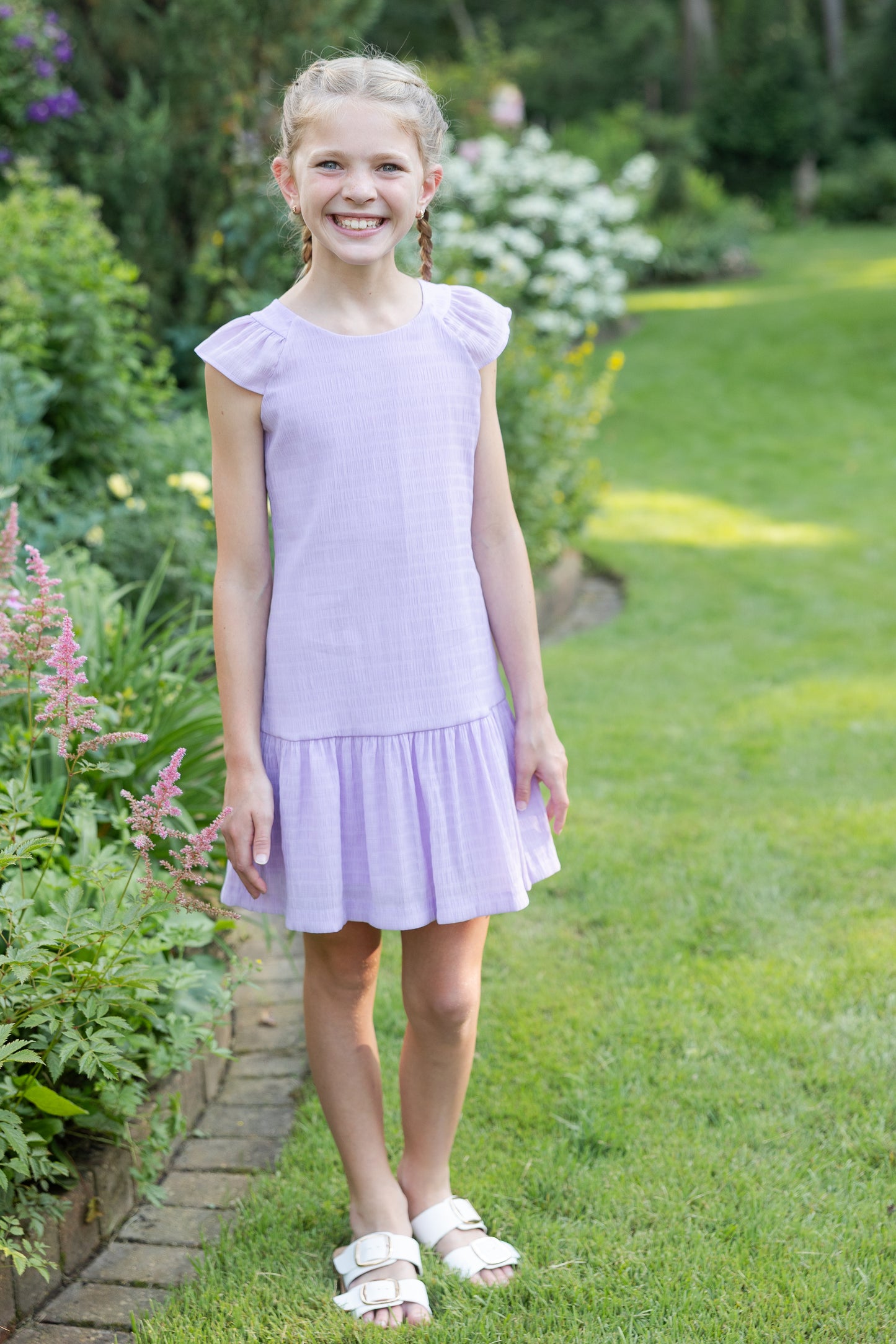 Florence Eiseman Crinkle Lawn Dress With Shirred Ruffle Hem