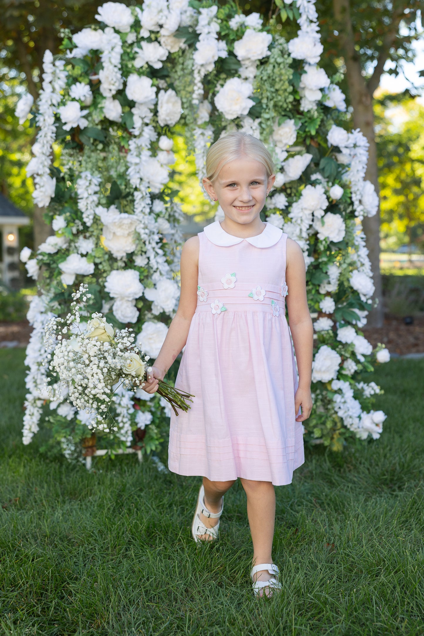 Florence Eiseman Linen Look Dress With Flowers