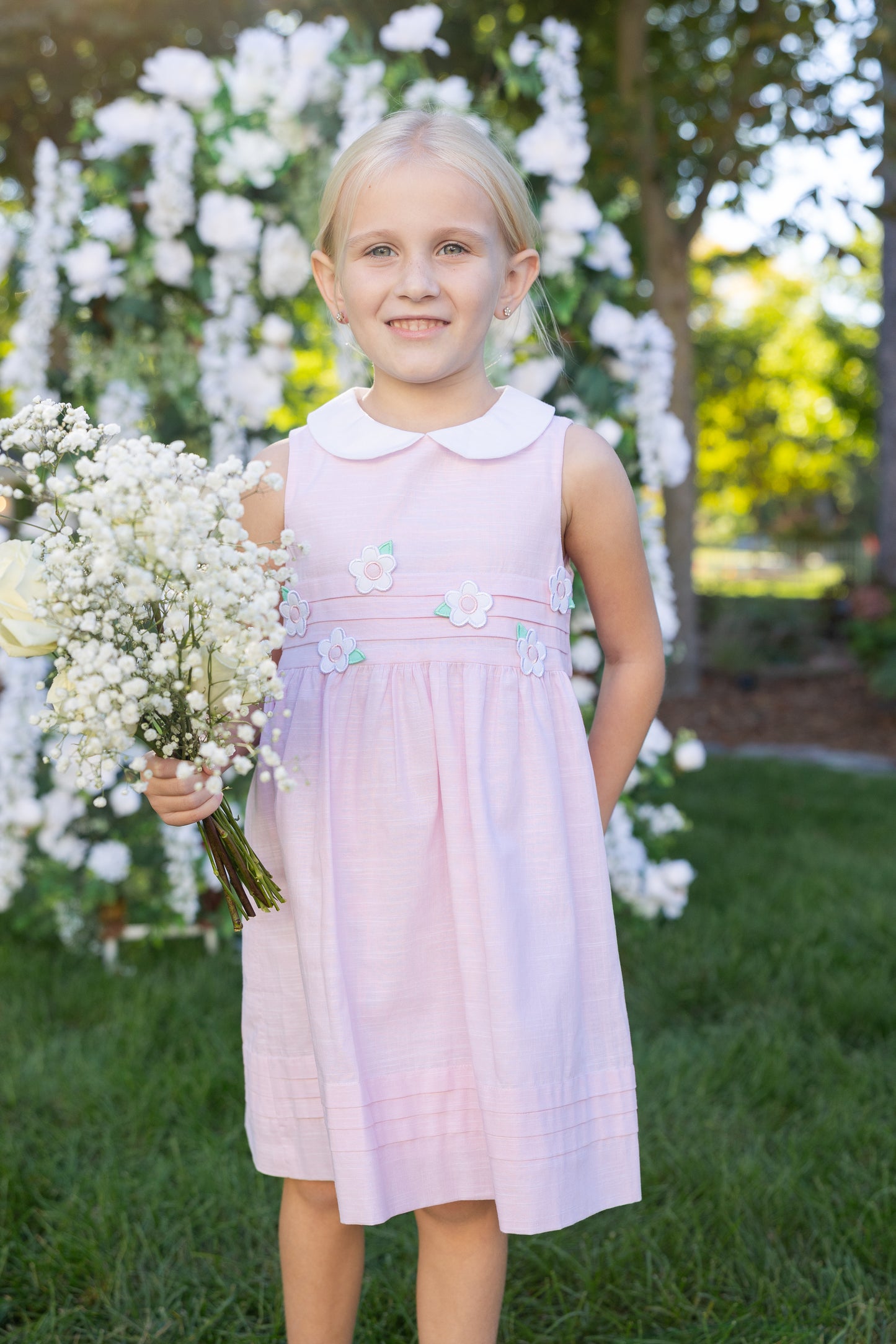 Florence Eiseman Linen Look Dress With Flowers
