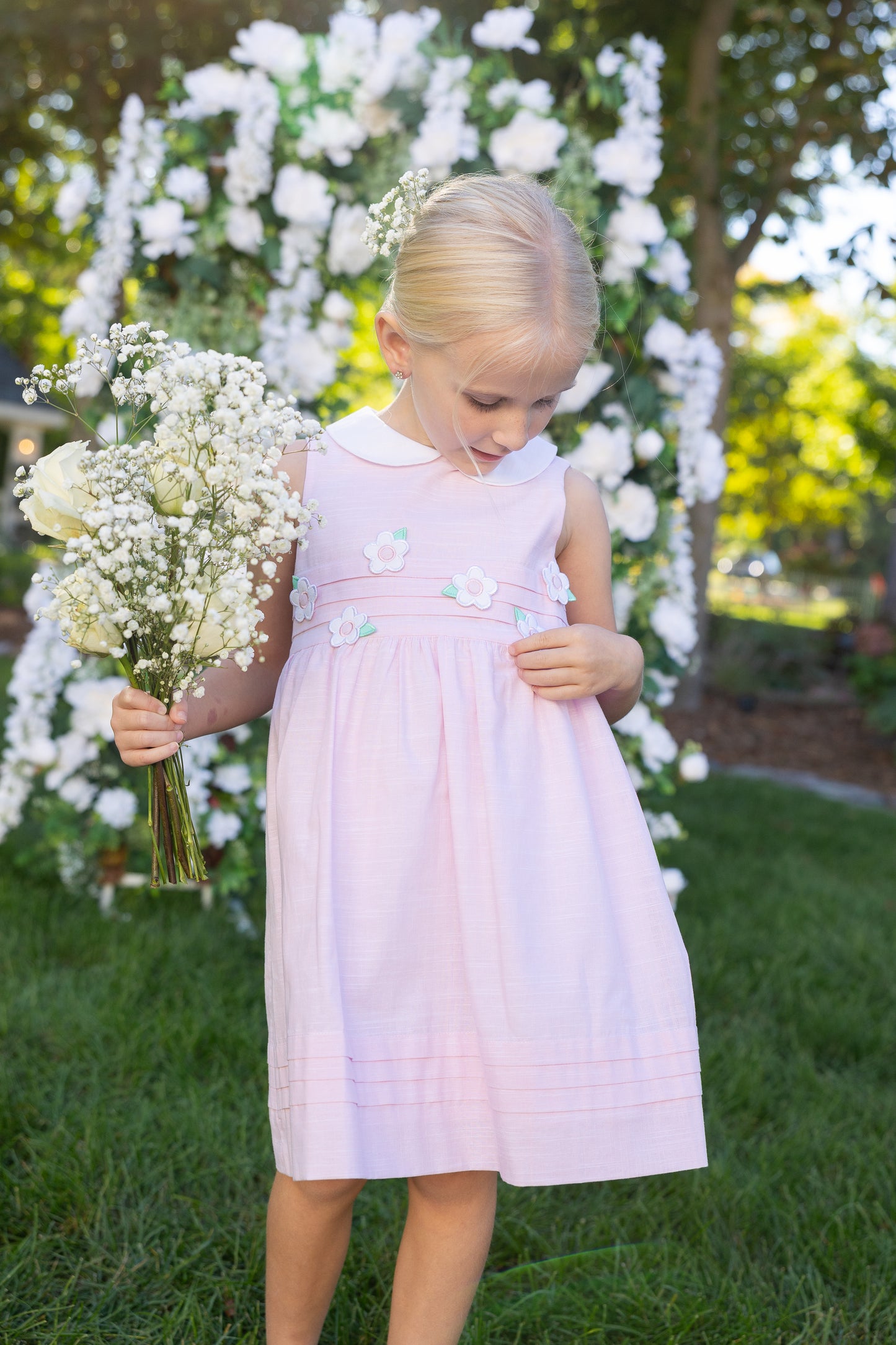 Florence Eiseman Linen Look Dress With Flowers