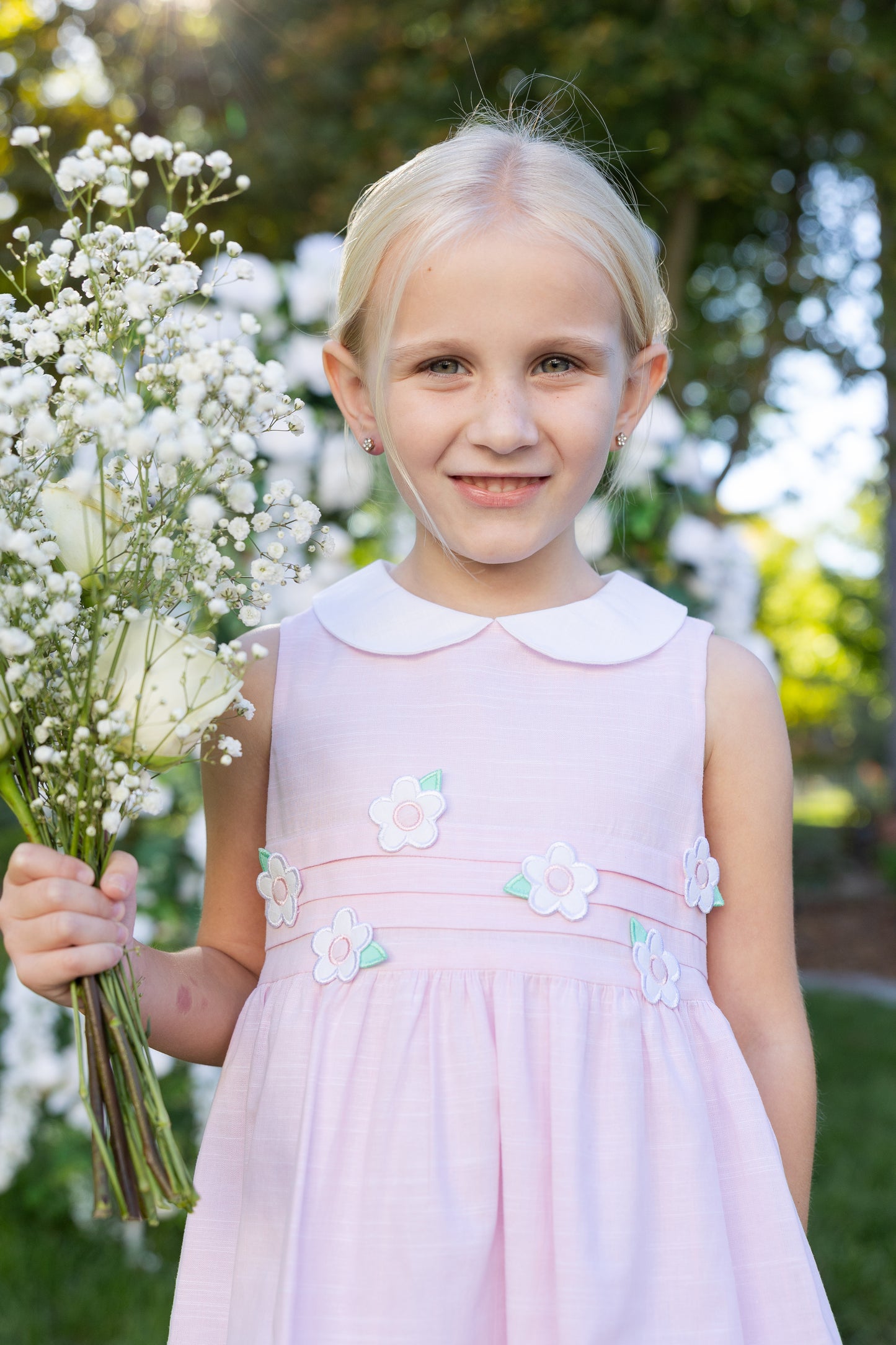 Florence Eiseman Linen Look Dress With Flowers