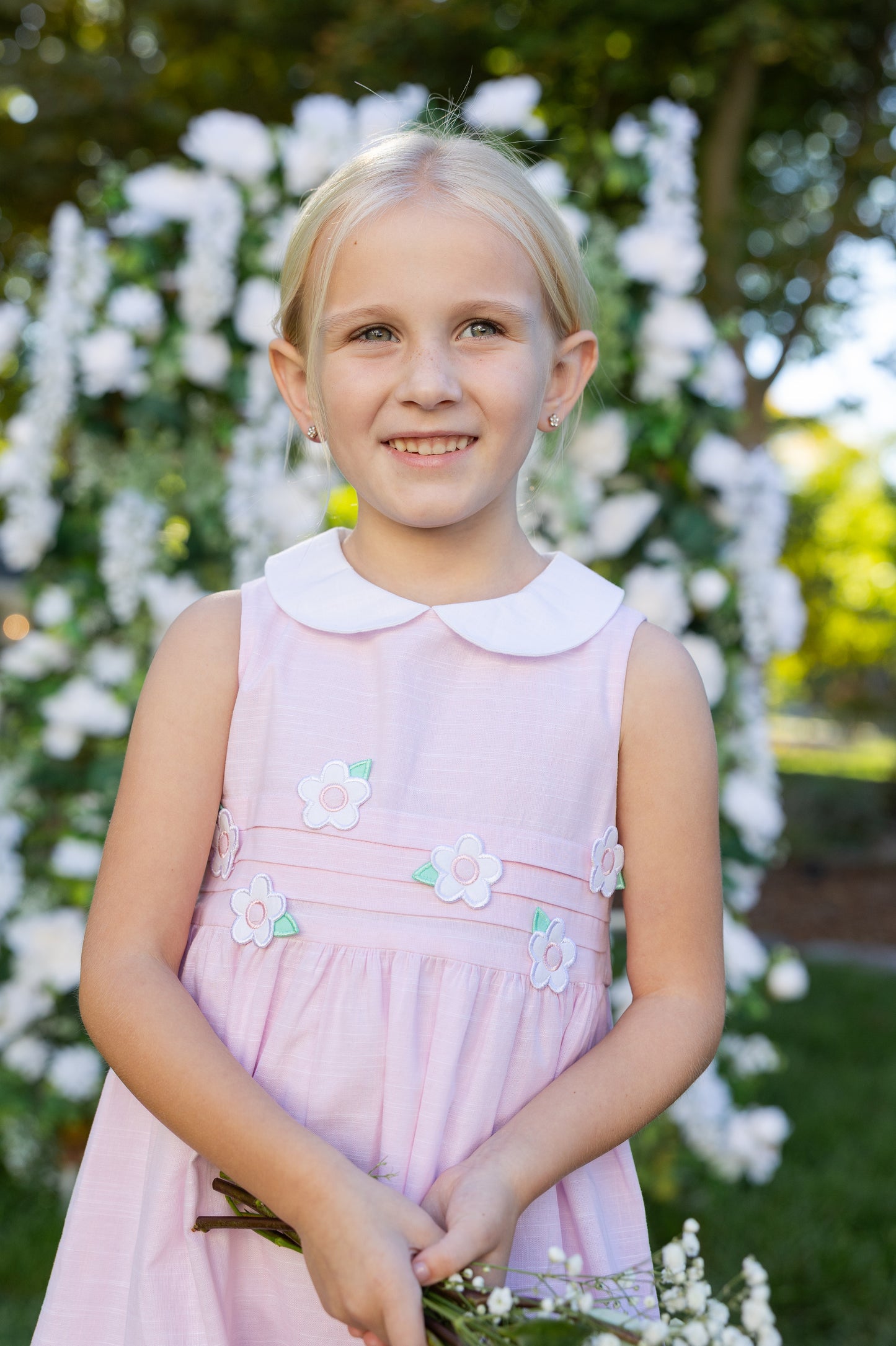 Florence Eiseman Linen Look Dress With Flowers