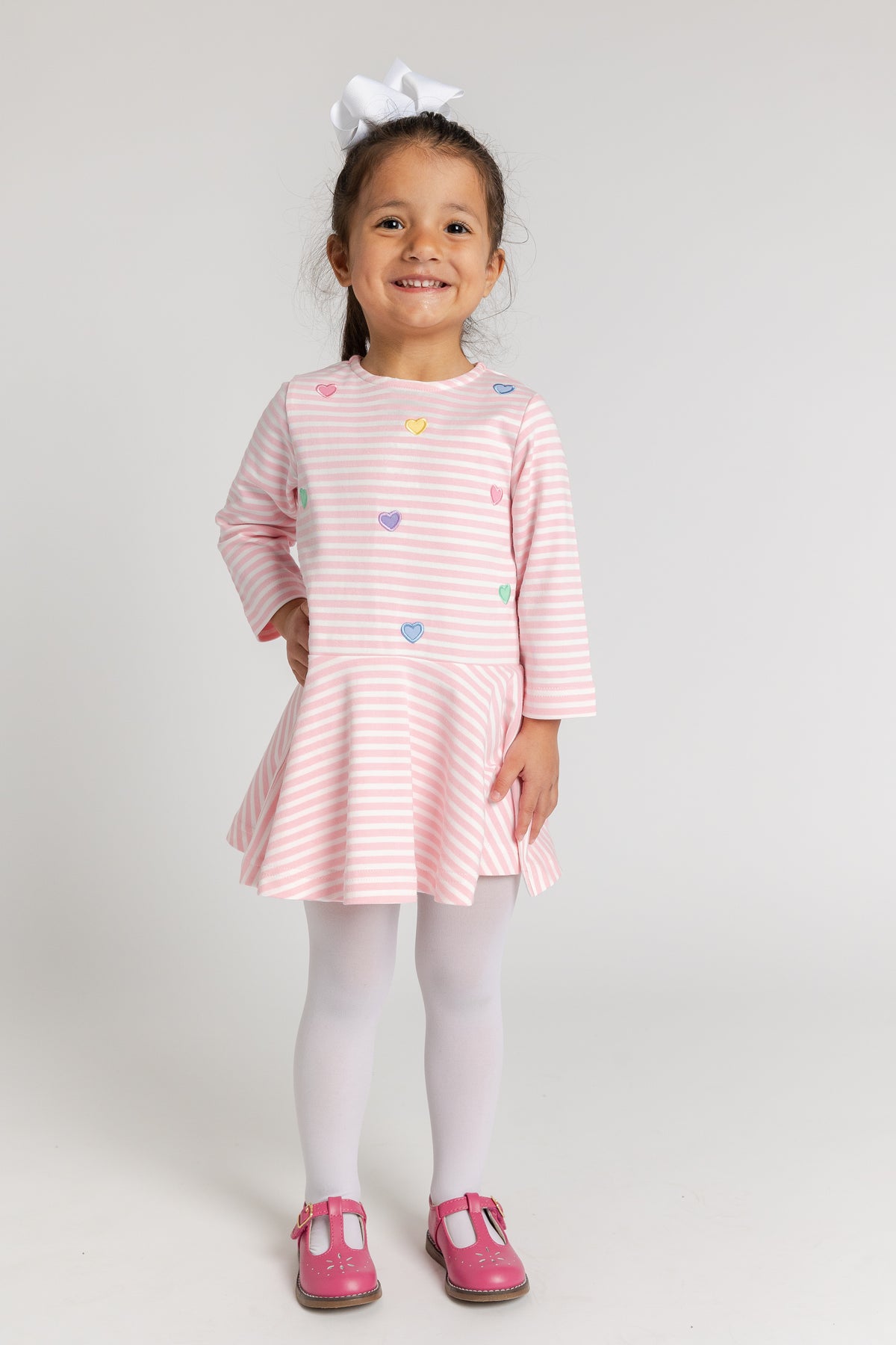 Florence Eiseman Knit Stripe Dress with Hearts
