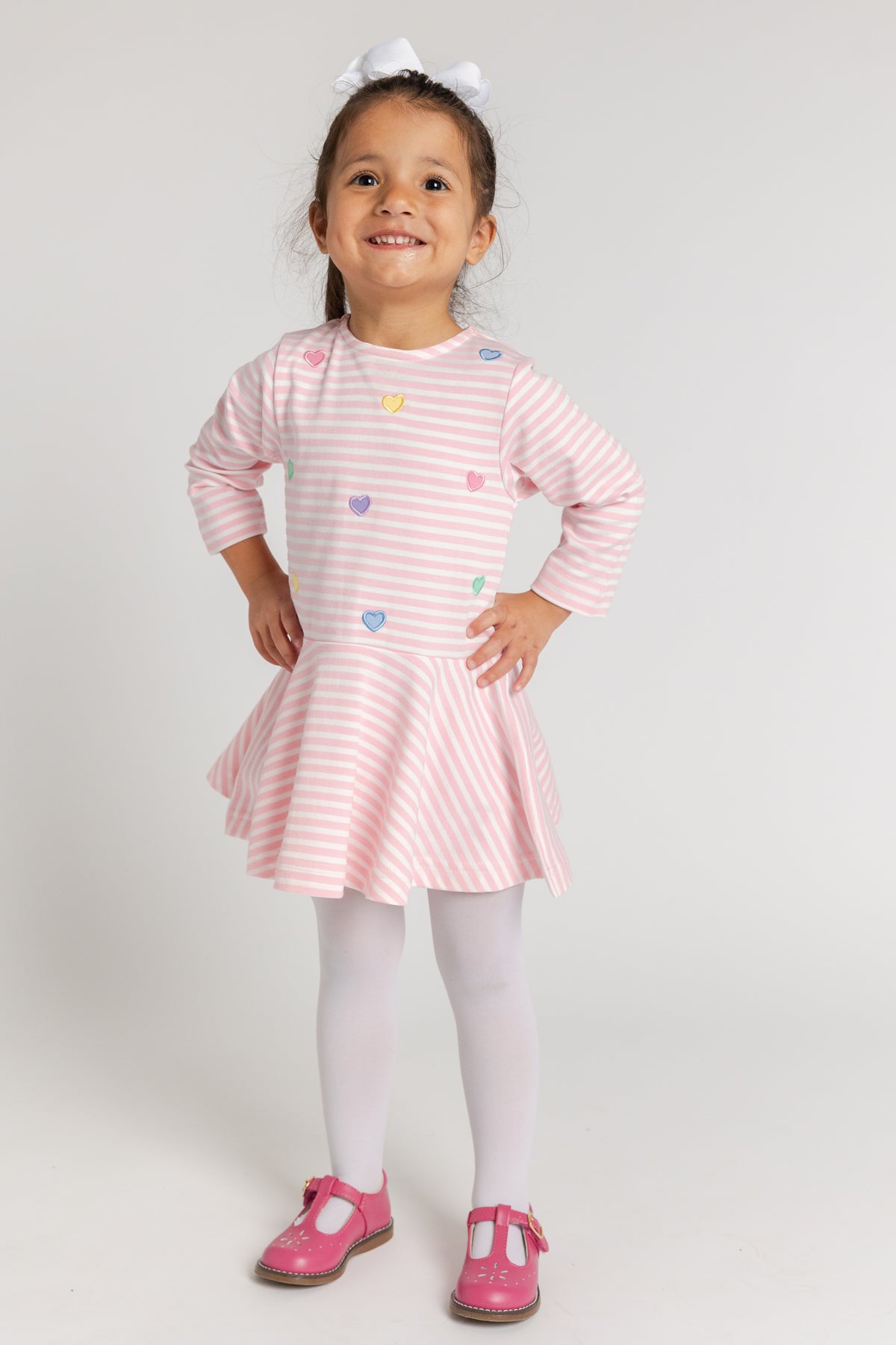 Florence Eiseman Knit Stripe Dress with Hearts