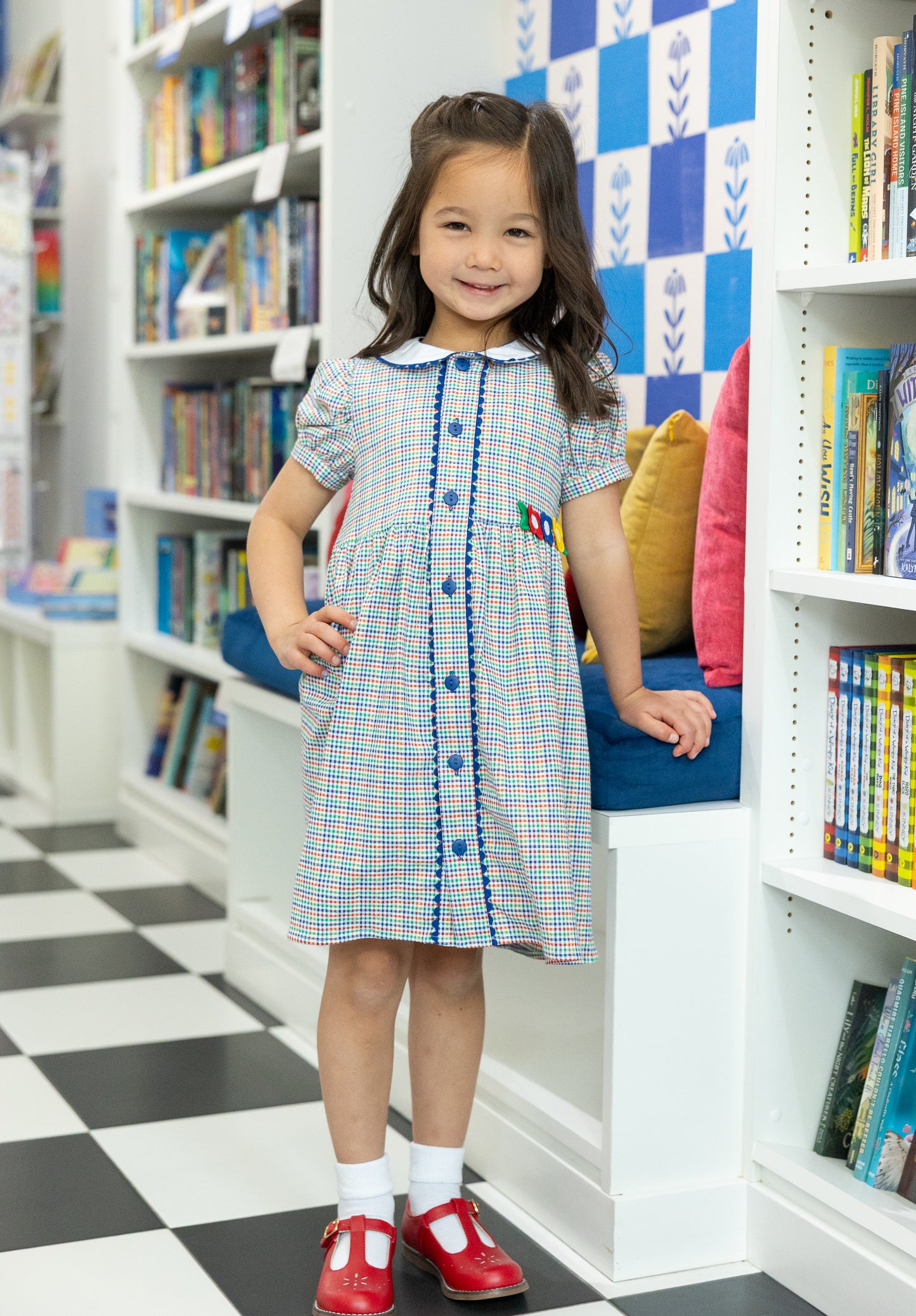 Florence Eiseman Plaid Dress With Flowers