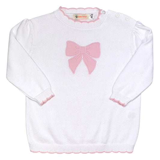 Luigi Scalloped Bow Crew Neck Sweater