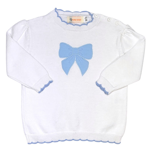 Luigi Scalloped Bow Crew Neck Sweater