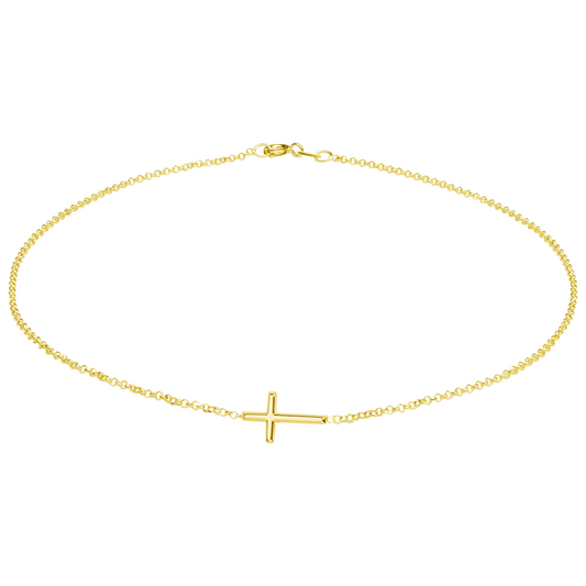 Cherished Moments 14K Gold-Plated Horizontal Cross Necklace