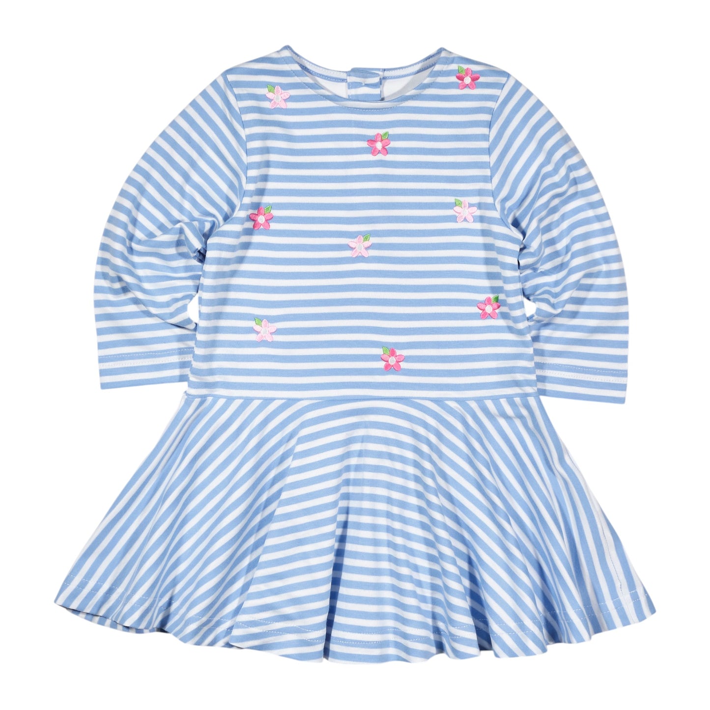 Florence Eiseman Stripe Knit Dress With Embroidered Flowers